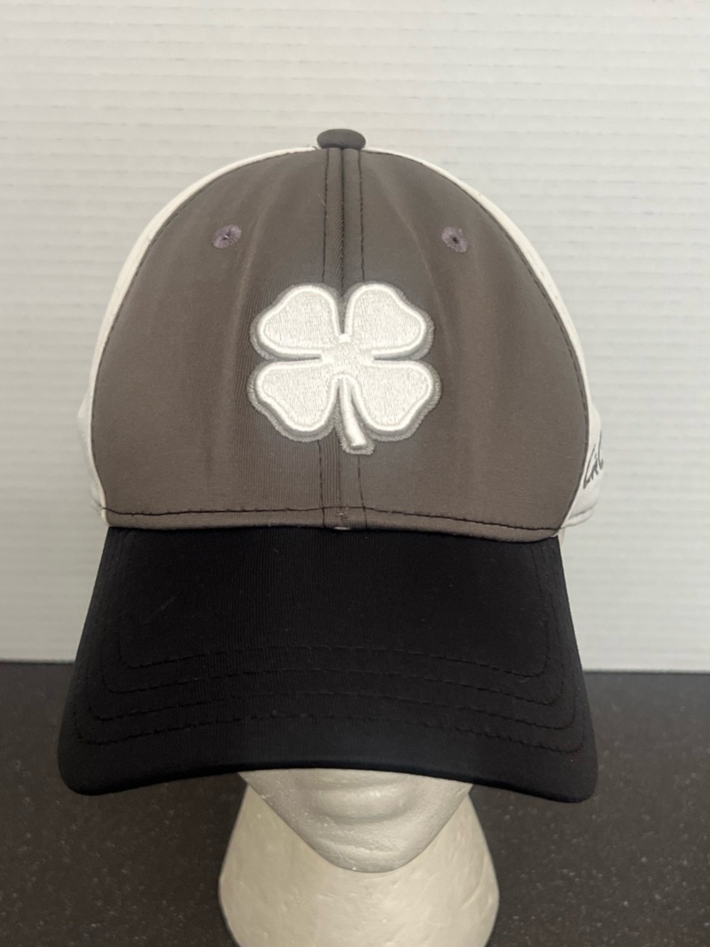 Men's Gray and Black Baseball Cap with White Clover Emblem